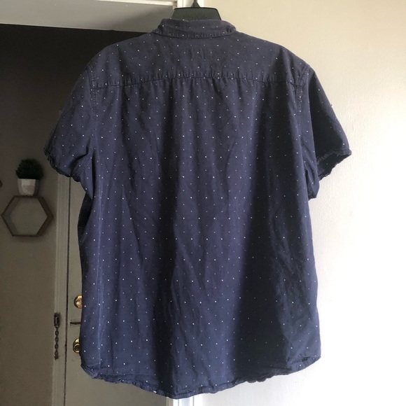 Red, white, and blue polka dot button down - Picture 3 of 6